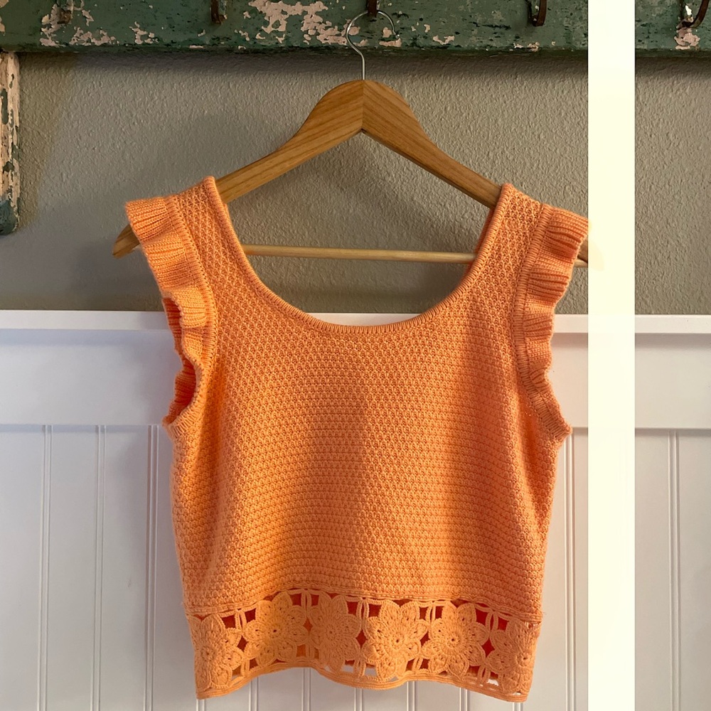 Madden NYC Orange Sleeveless Crochet Top